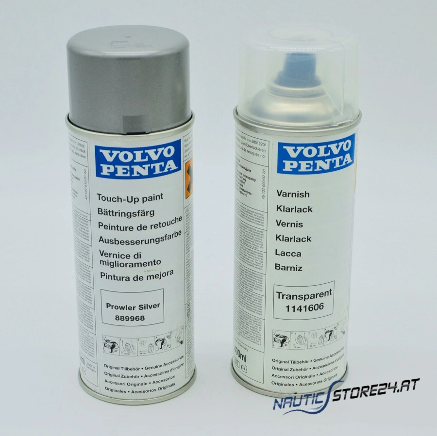 Volvo Penta Touch Up Paint Prowler Silver (889968) Clear Coat Set (400ML each) (889968)