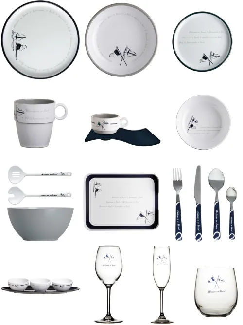 Boat tableware Welcome on Board set of 6 flat plates