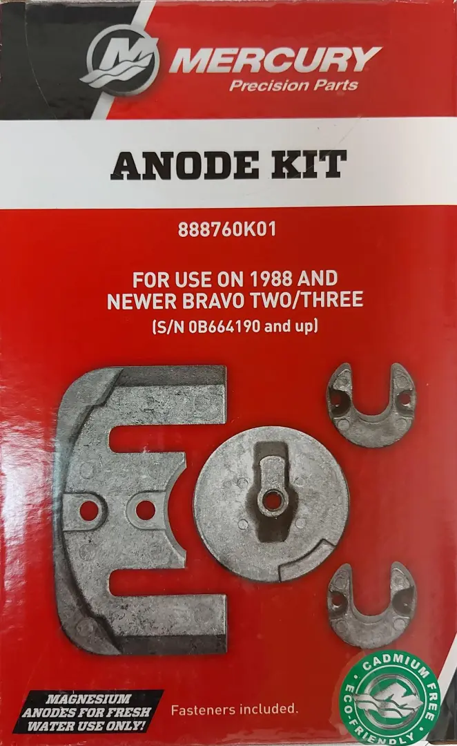 Mercury/Quicksilver Magnesium Anode Kit for Bravo II/III Sterndrive (97-888760K01)