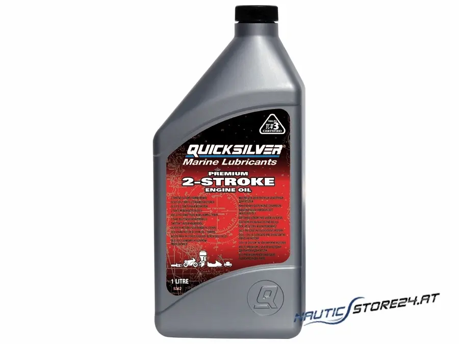 Mercury 8M0207813 / Quicksilver 2-Stroke Outboard Engine Oil Premium TC-W3 1L (92-8M0205370) Alternative replaces 858021QB1